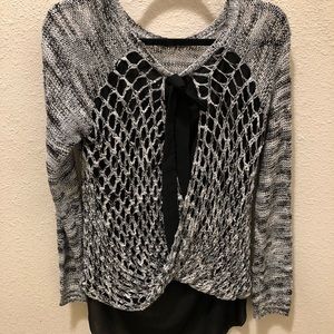 Black Grey & White Netting Sweater